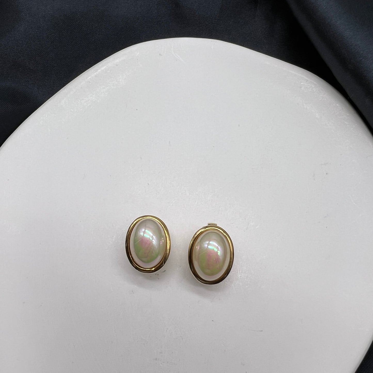 Christian Dior Vintage Pearl Golden Clip-On Earrings