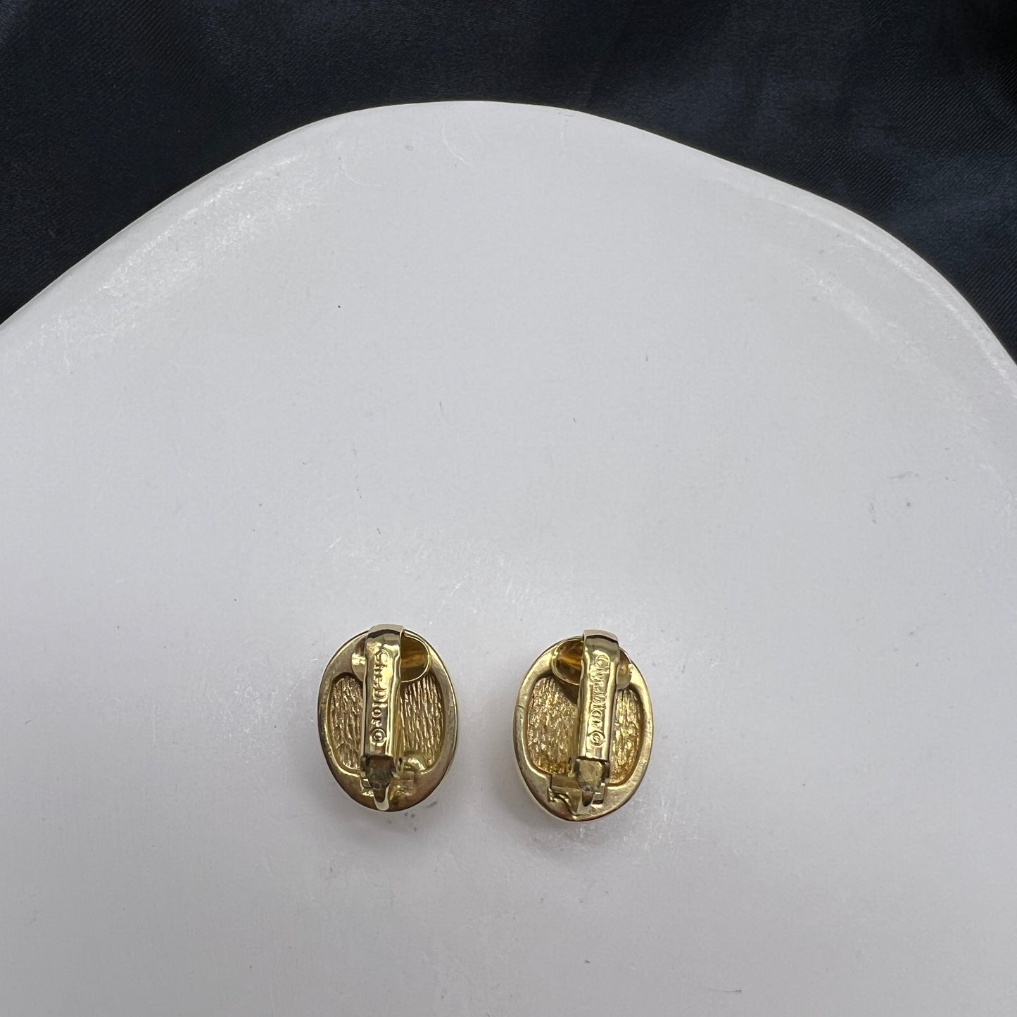 Christian Dior Vintage Pearl Golden Clip-On Earrings