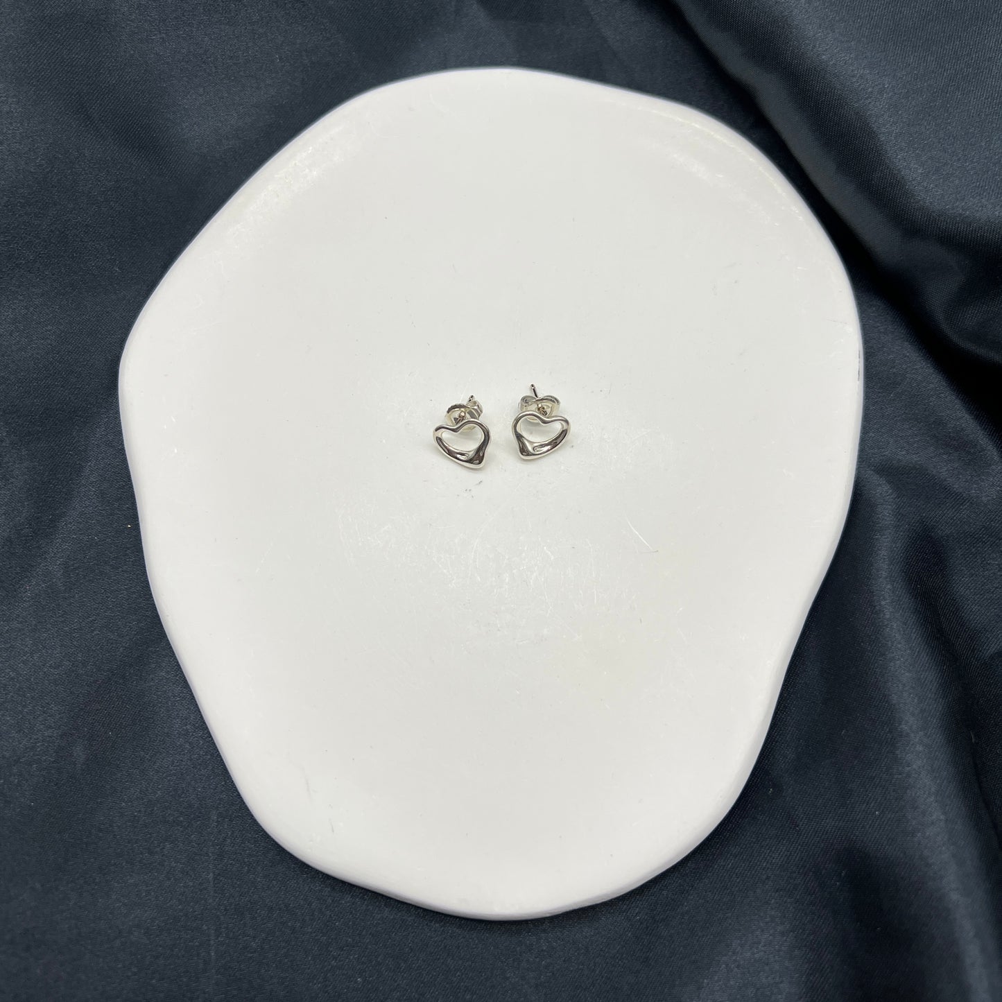 Tiffany Vintage Open Heart 925 Silver Earrings