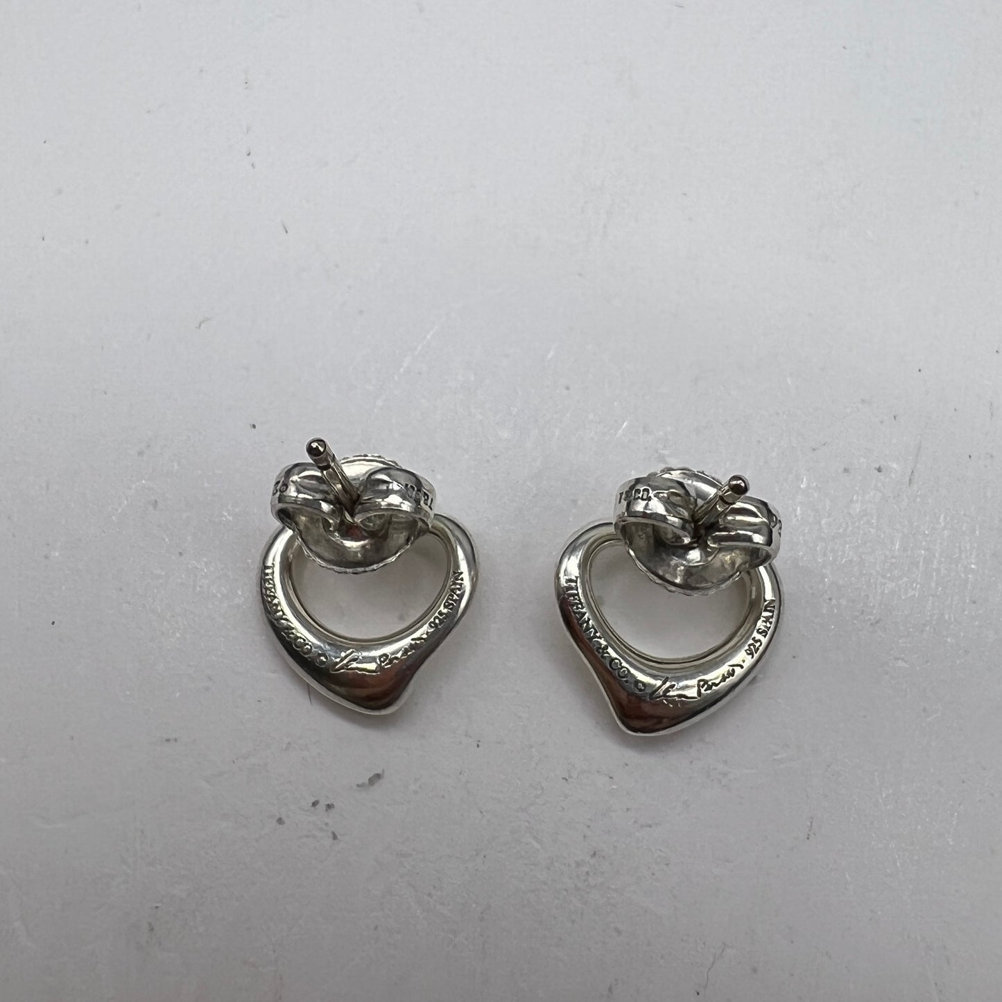 Tiffany Vintage Open Heart 925 Silver Earrings