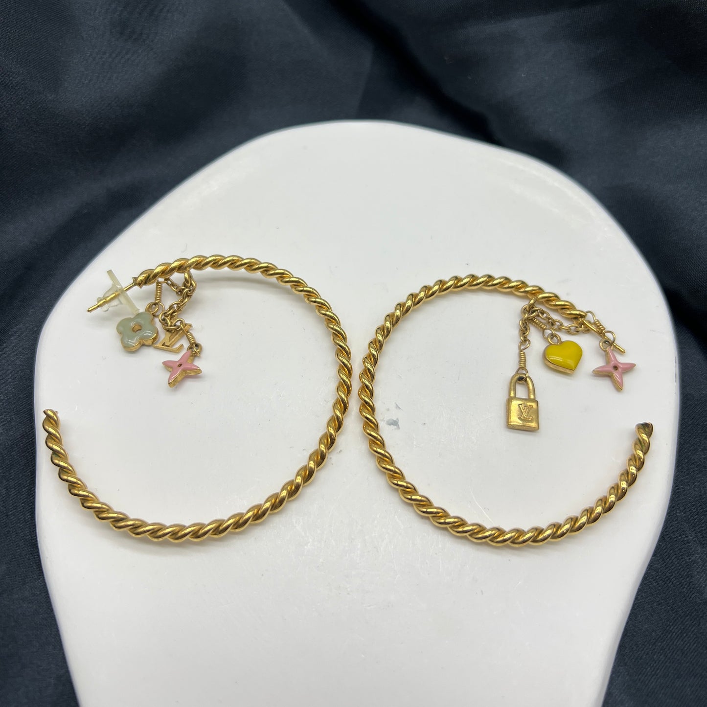 Louis Vuitton Vintage Creole Sweet Monogram Large Hoop Earrings