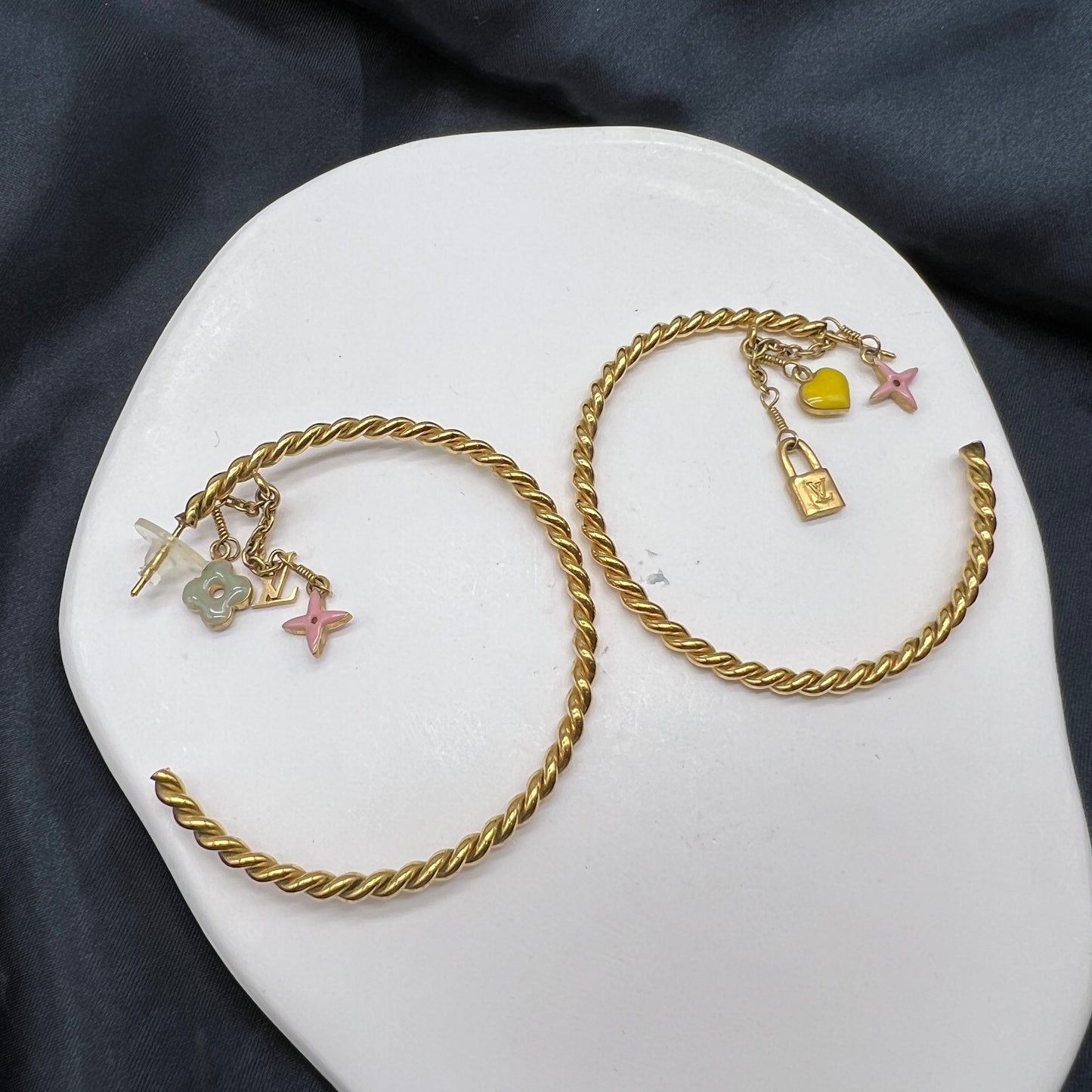 Louis Vuitton Vintage Creole Sweet Monogram Large Hoop Earrings