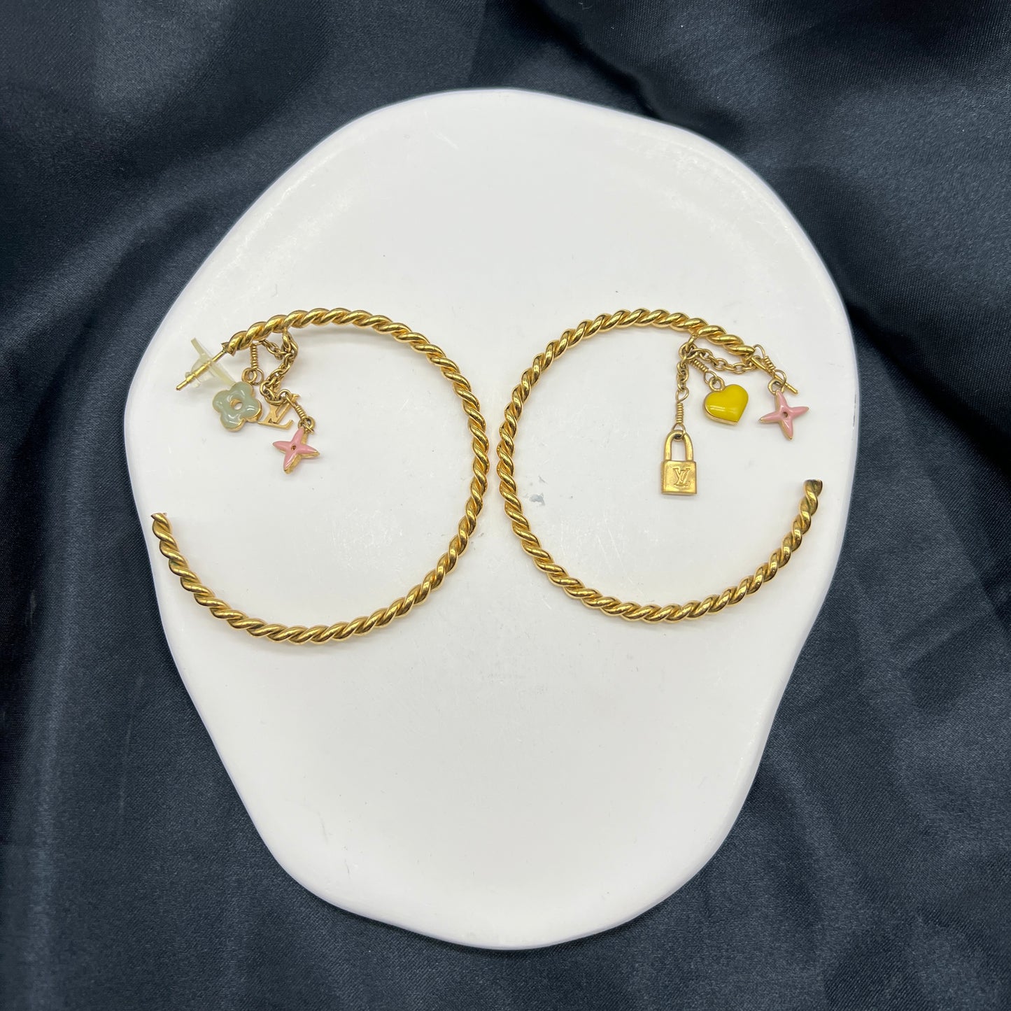 Louis Vuitton Vintage Creole Sweet Monogram Large Hoop Earrings