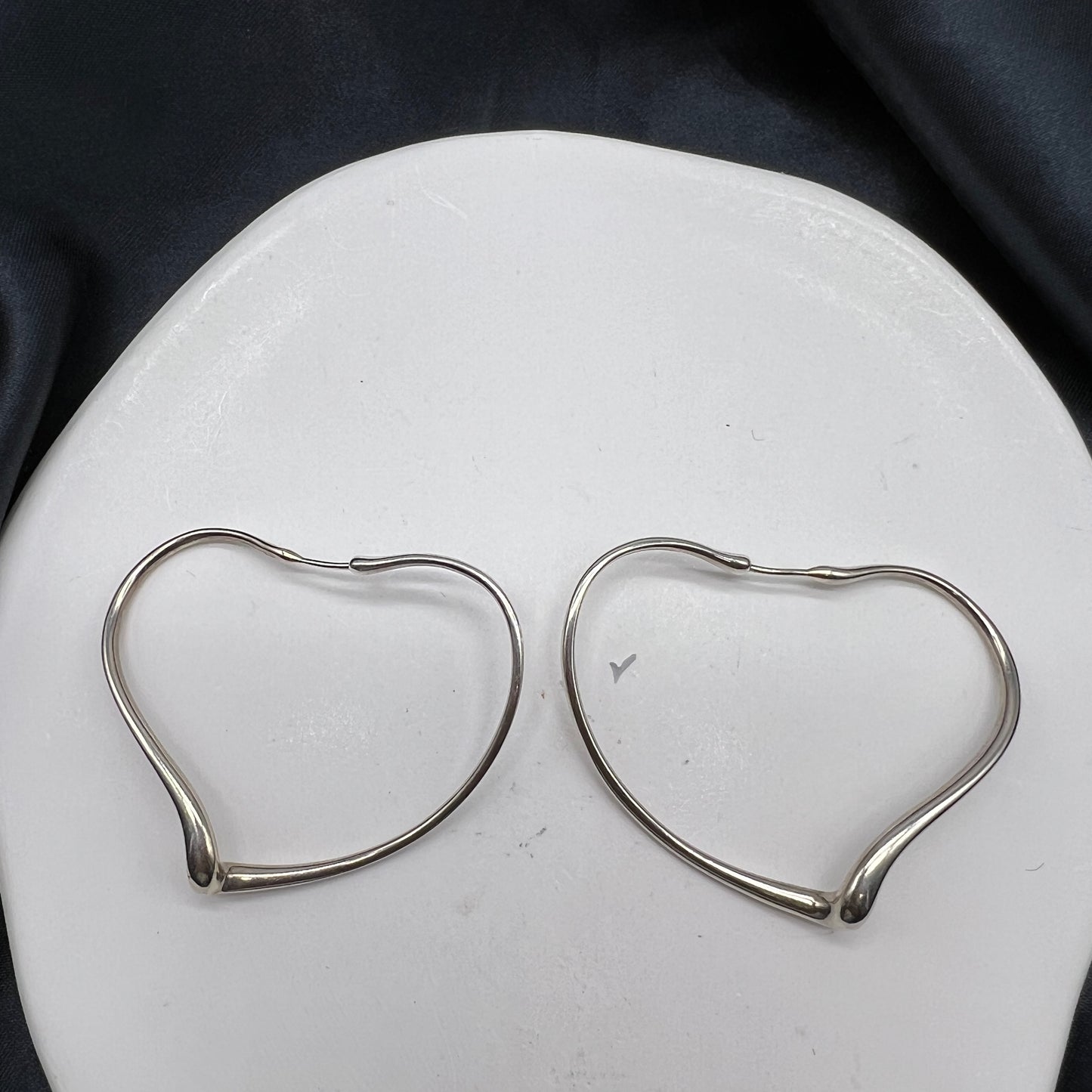 Tiffany Vintage Large Open Heart 925 Silver Earrings