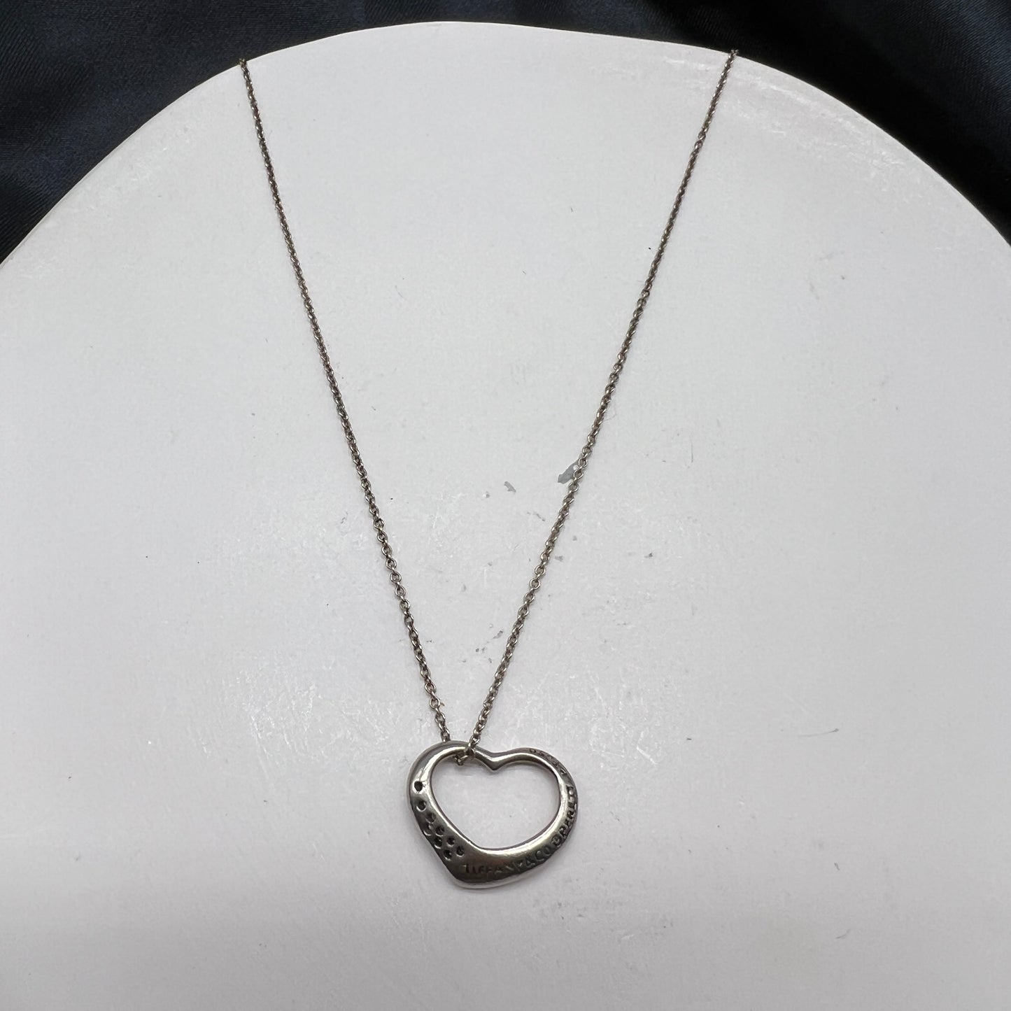 Tiffany Vintage Open Heart 925 Silver Necklace