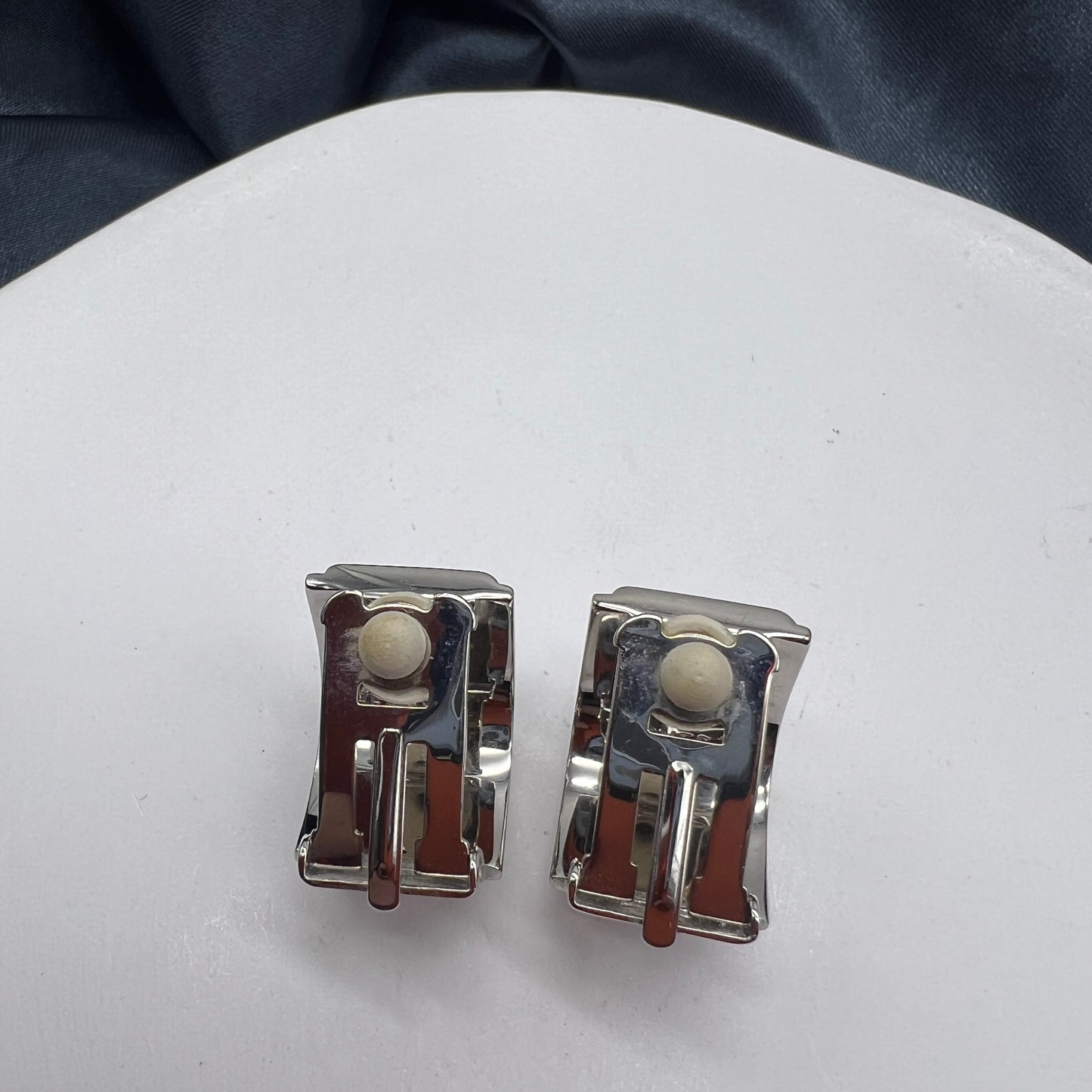 Hermes Vintage Lavender Enamelled Silver Clip-On Earrings