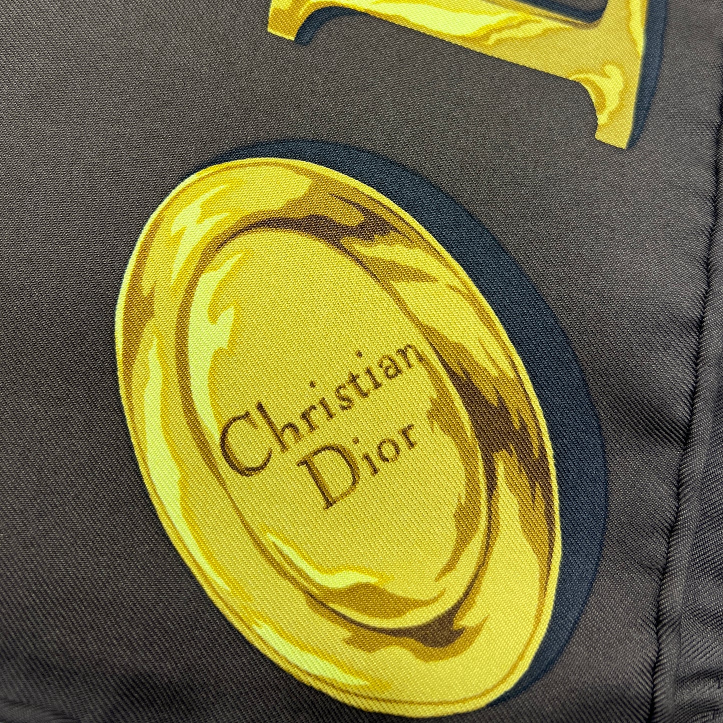 Christian Dior Vintage Gold Coin Brown Color Scarf