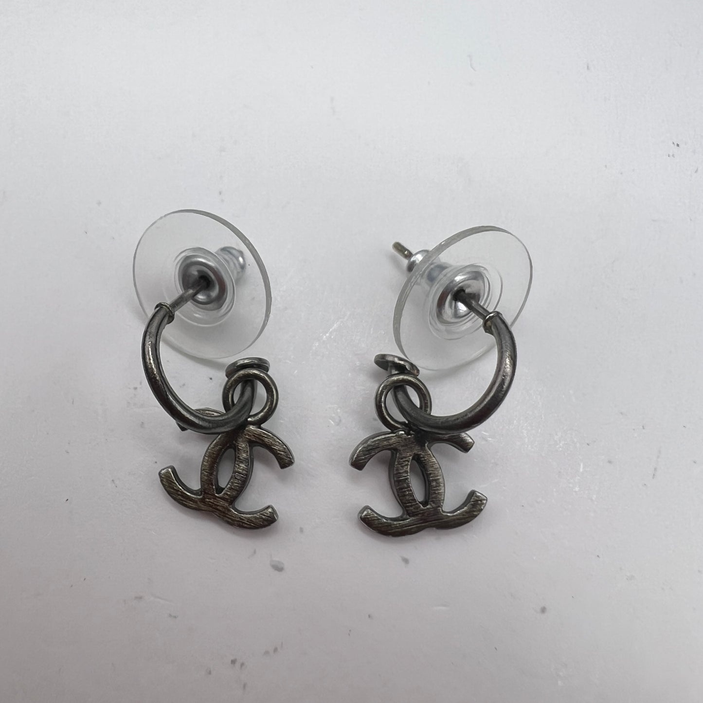 Chanel Vintage Cc Logo Silver Earrings