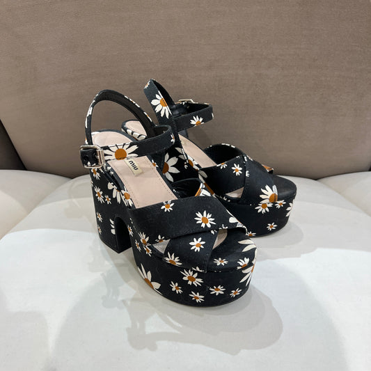 Miu Miu Flower Pattern High Platform Shoes