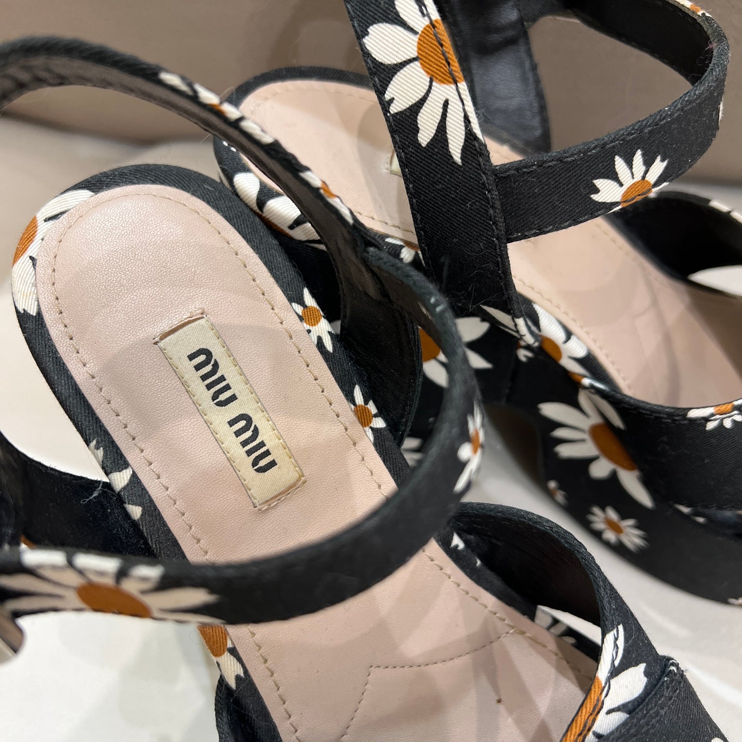 Miu Miu Flower Pattern High Platform Shoes