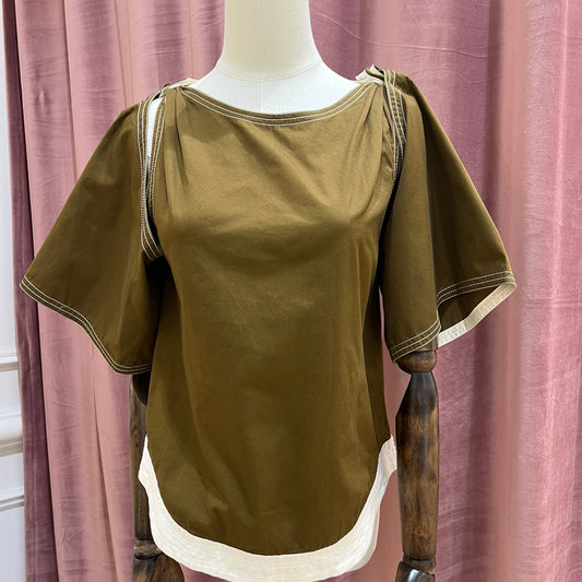 Chloe Vintage Palm Brown Color Cotton Top