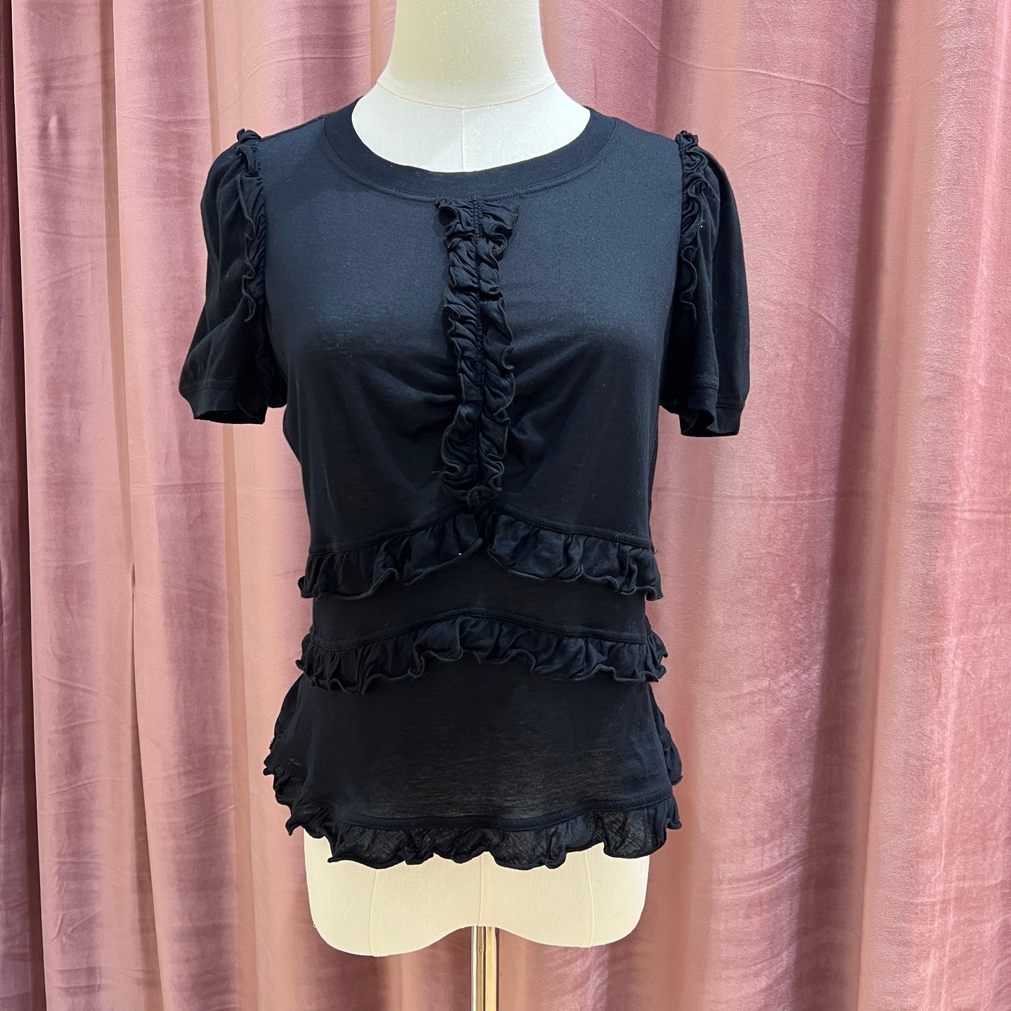 Louis Vuitton Vintage Black Flounce Top