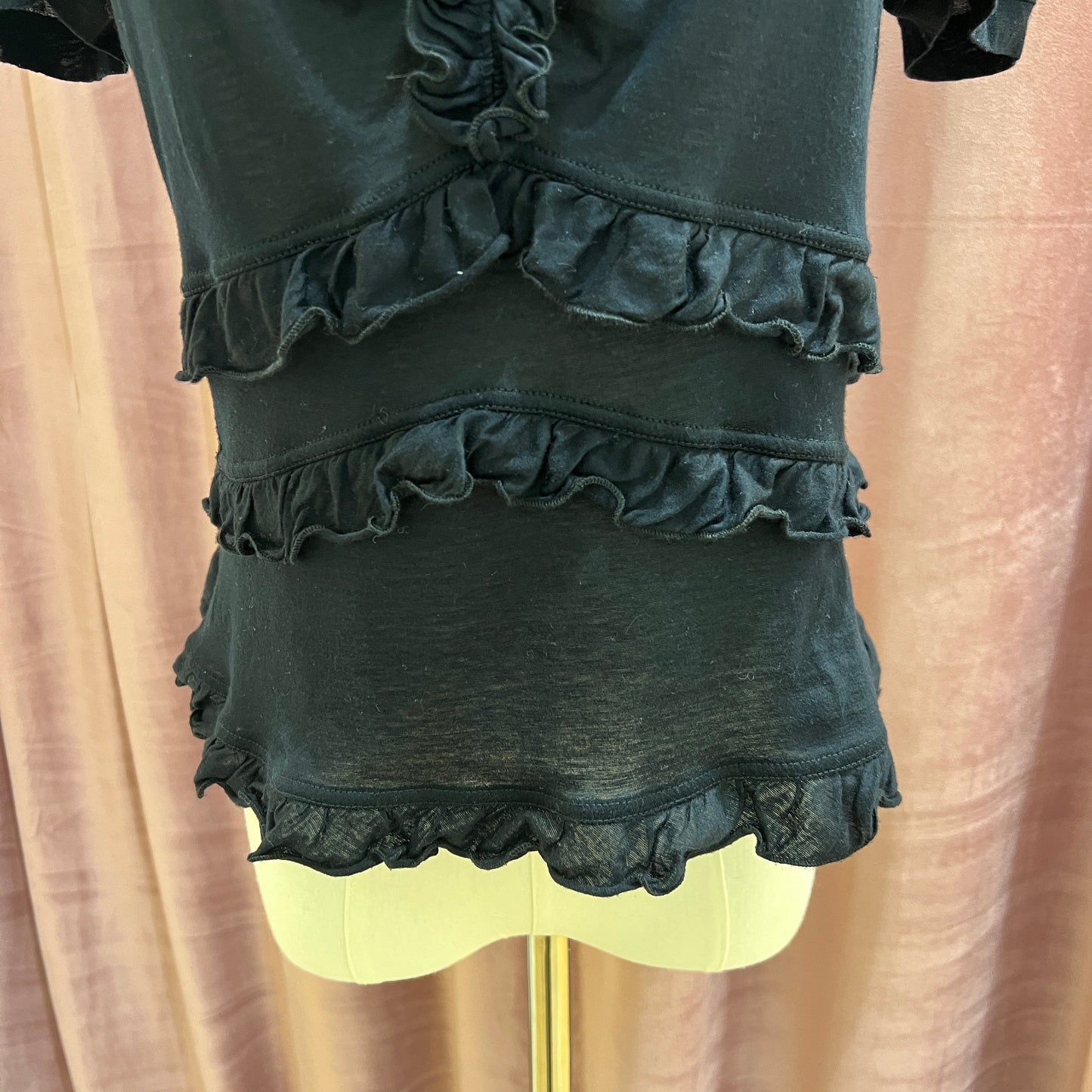 Louis Vuitton Vintage Black Flounce Top