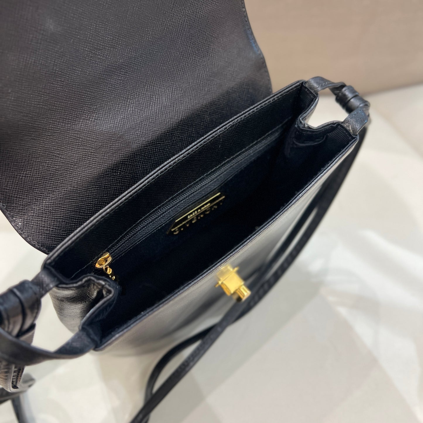 Givenchy Vintage Black Embossed Lather With Golden Turn Lock Shoulder Bag