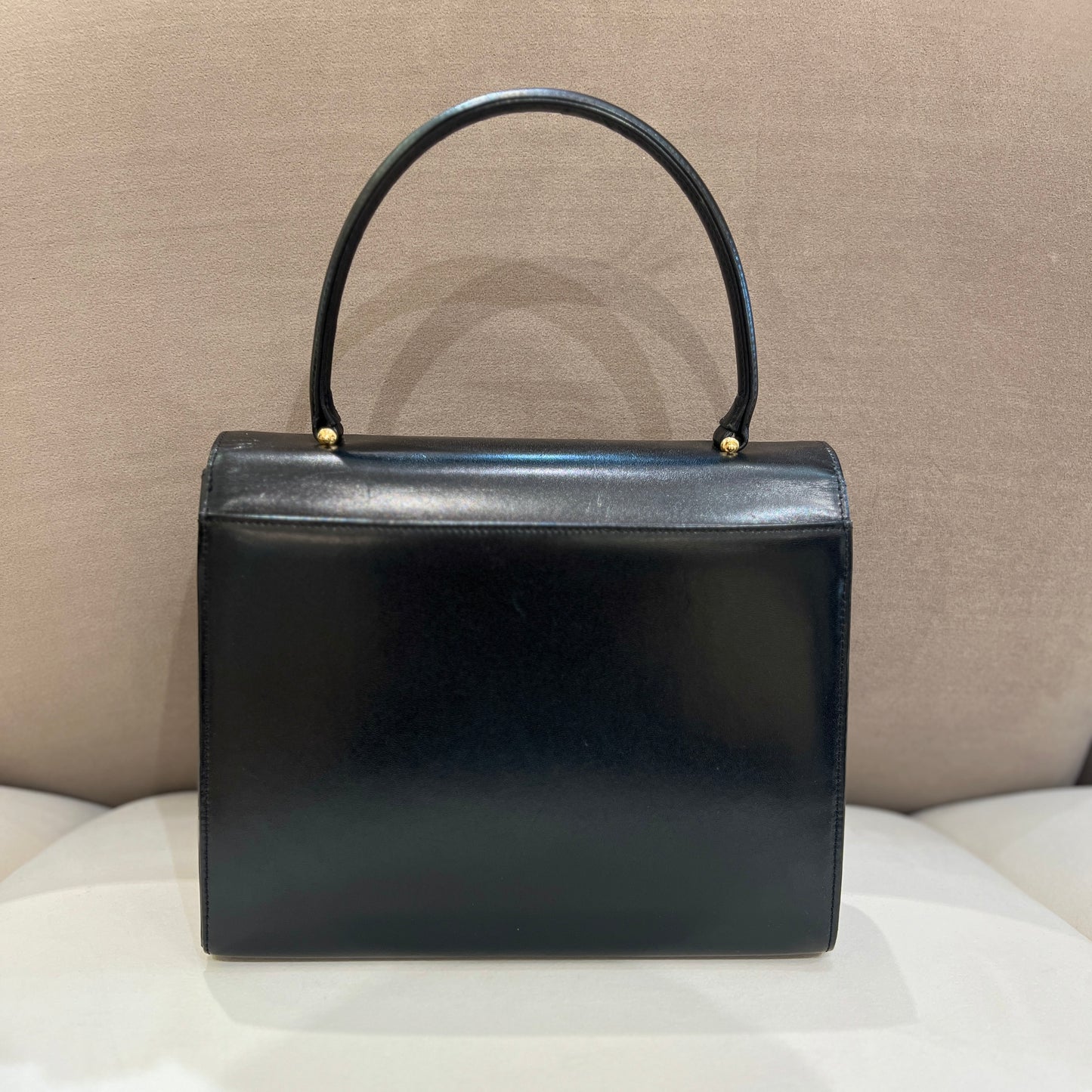 Givenchy Vintage 4G Logo Black Leather Top Handle Handbag