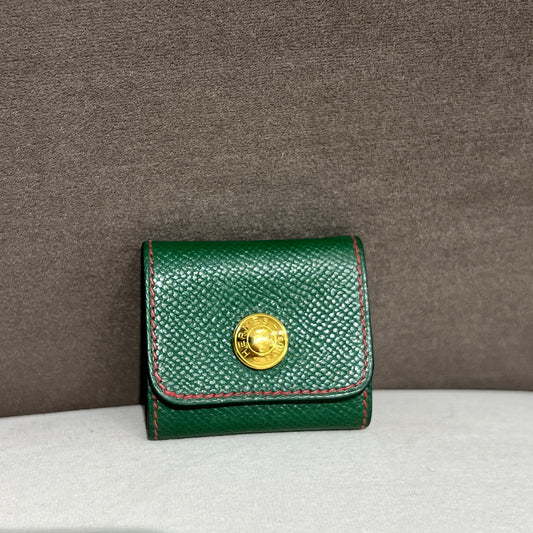 Hermes Vintage Green Leather Sticky Note Case