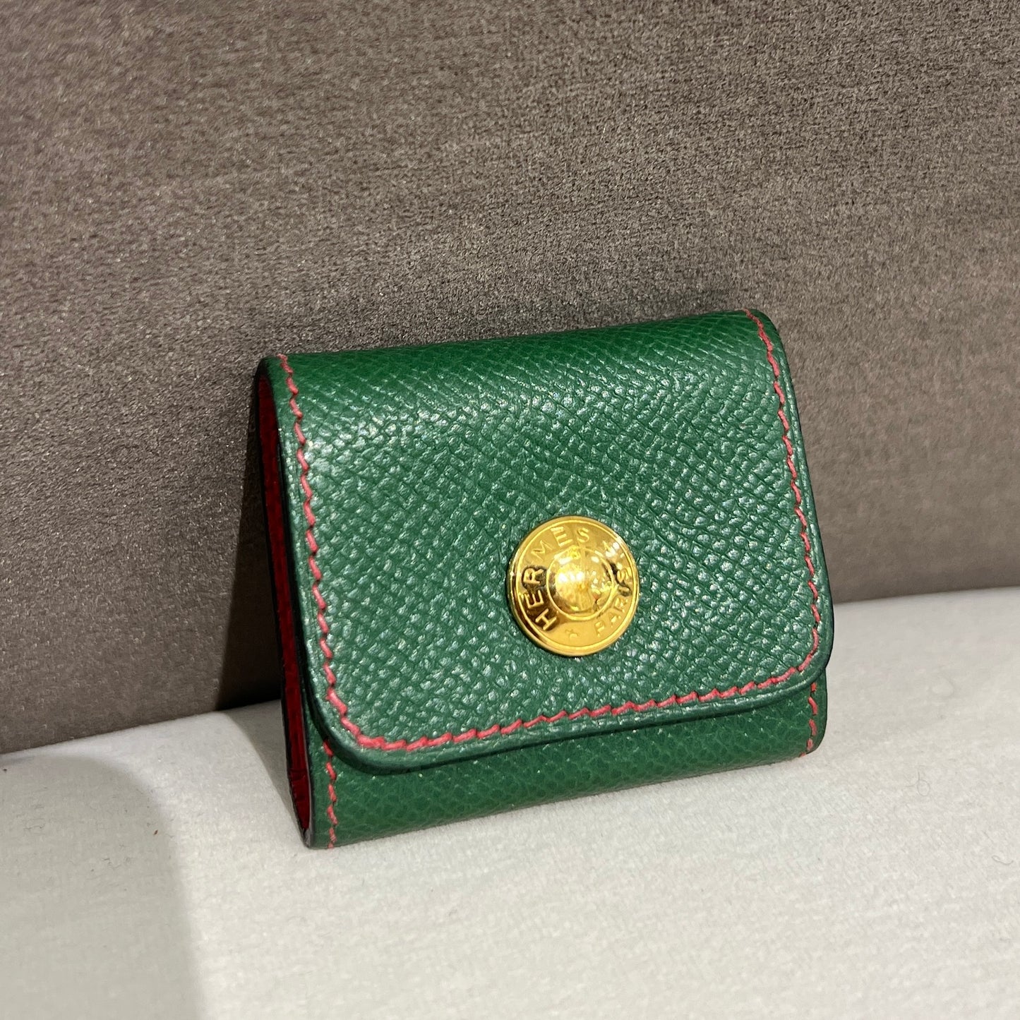 Hermes Vintage Green Leather Sticky Note Case