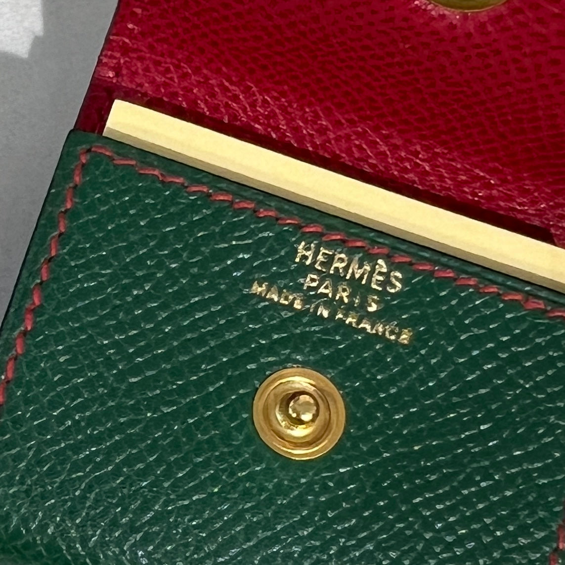 Hermes Vintage Green Leather Sticky Note Case