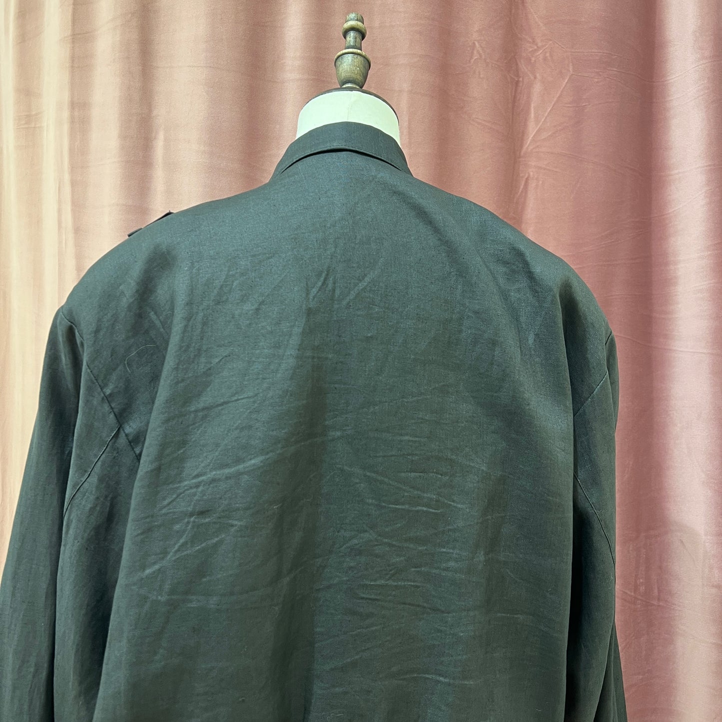 Celine Vintage Black Color Linen Jacket With Golden Carriage Button