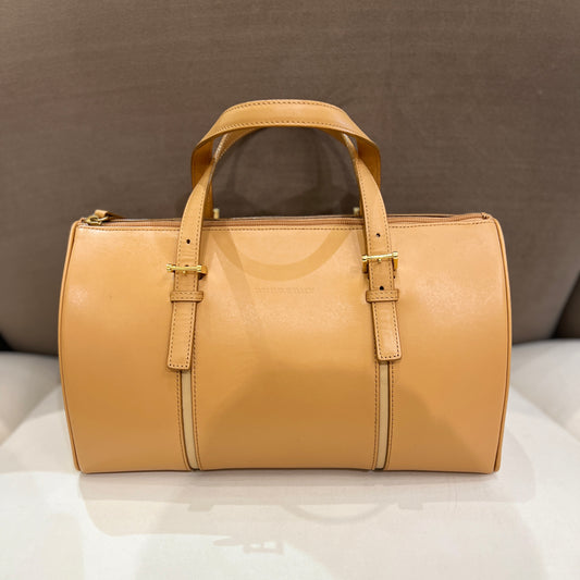 Burberry Vintage Brown Color Leather Boston Bag