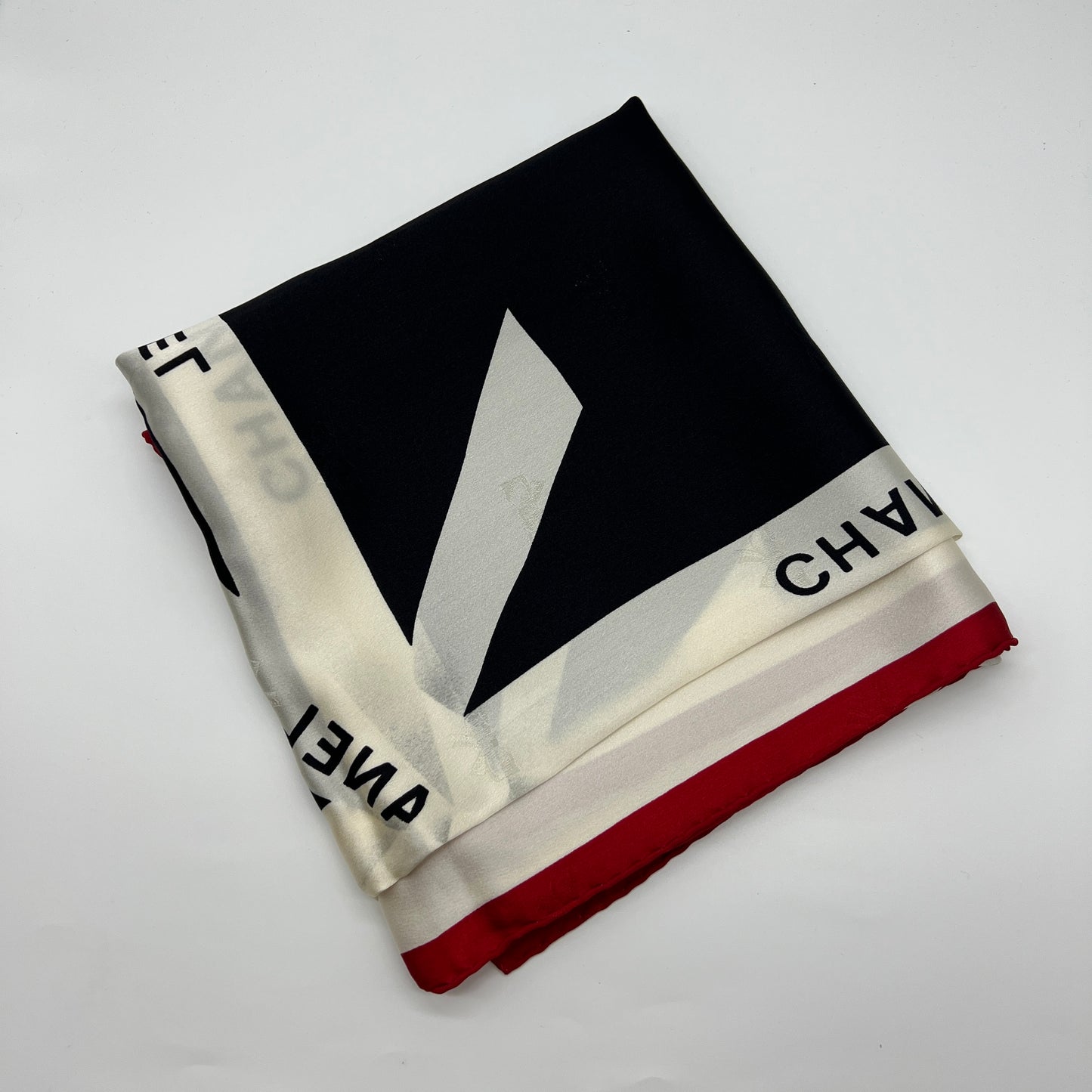 Chanel Vintage Ribbon And Logo Silk Scarf