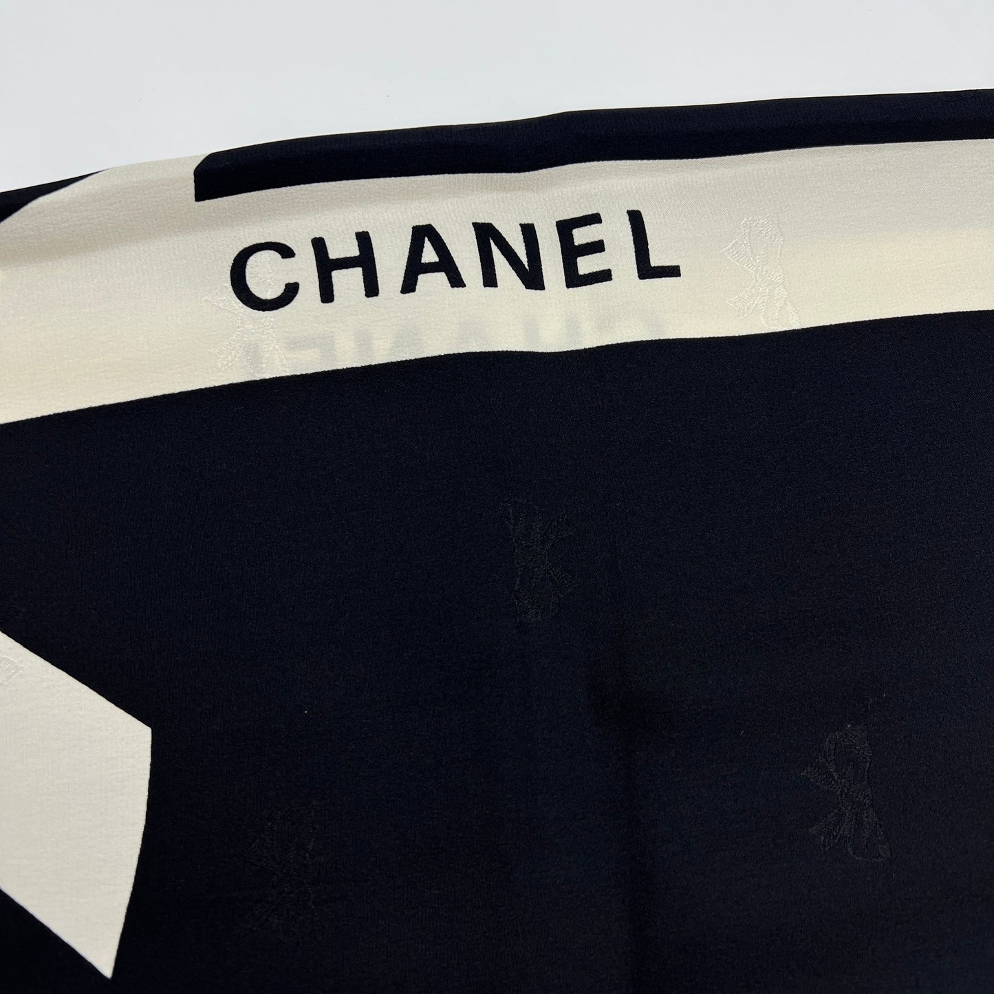 Chanel Vintage Ribbon And Logo Silk Scarf