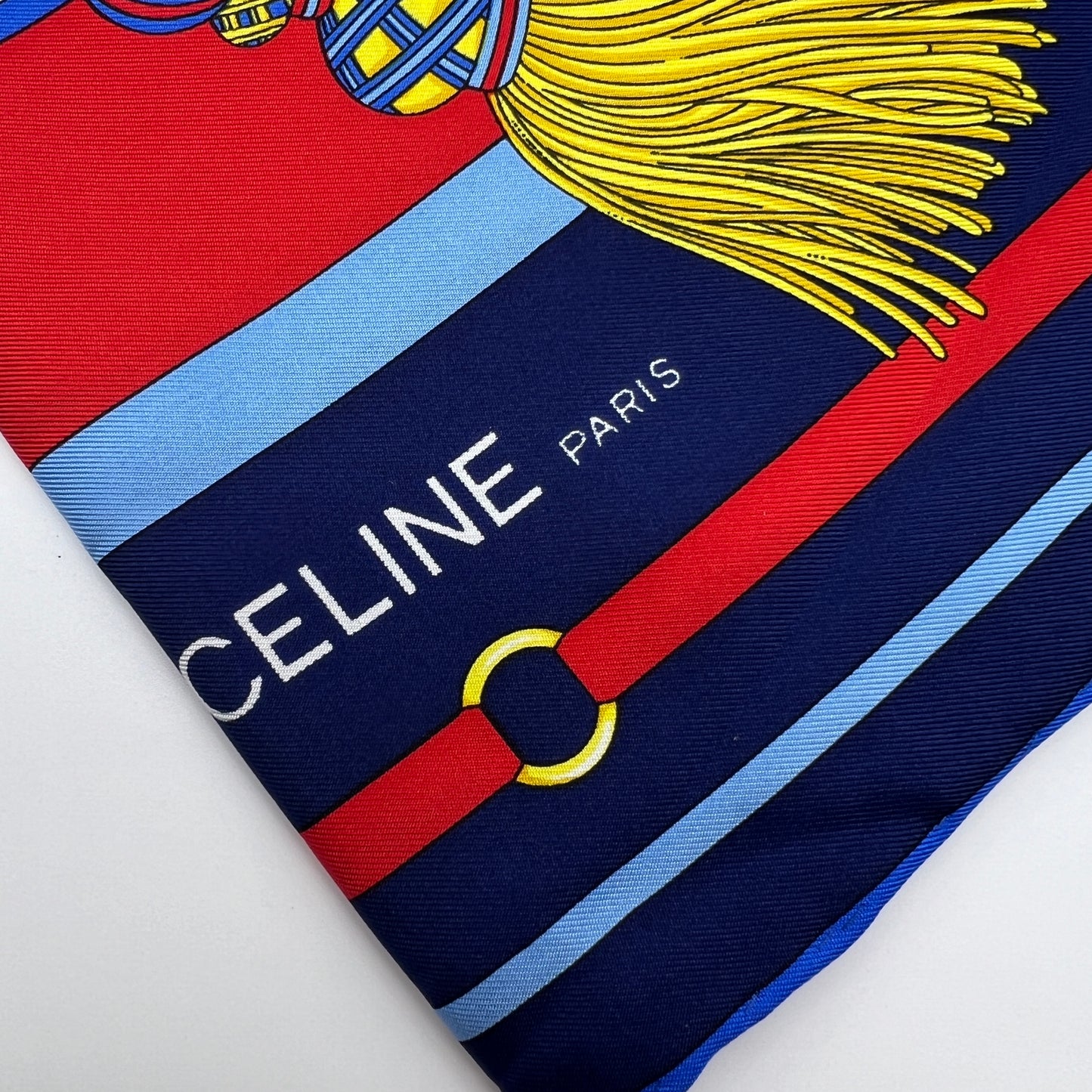 Celine Vintage Blue And Red Classic Scarf