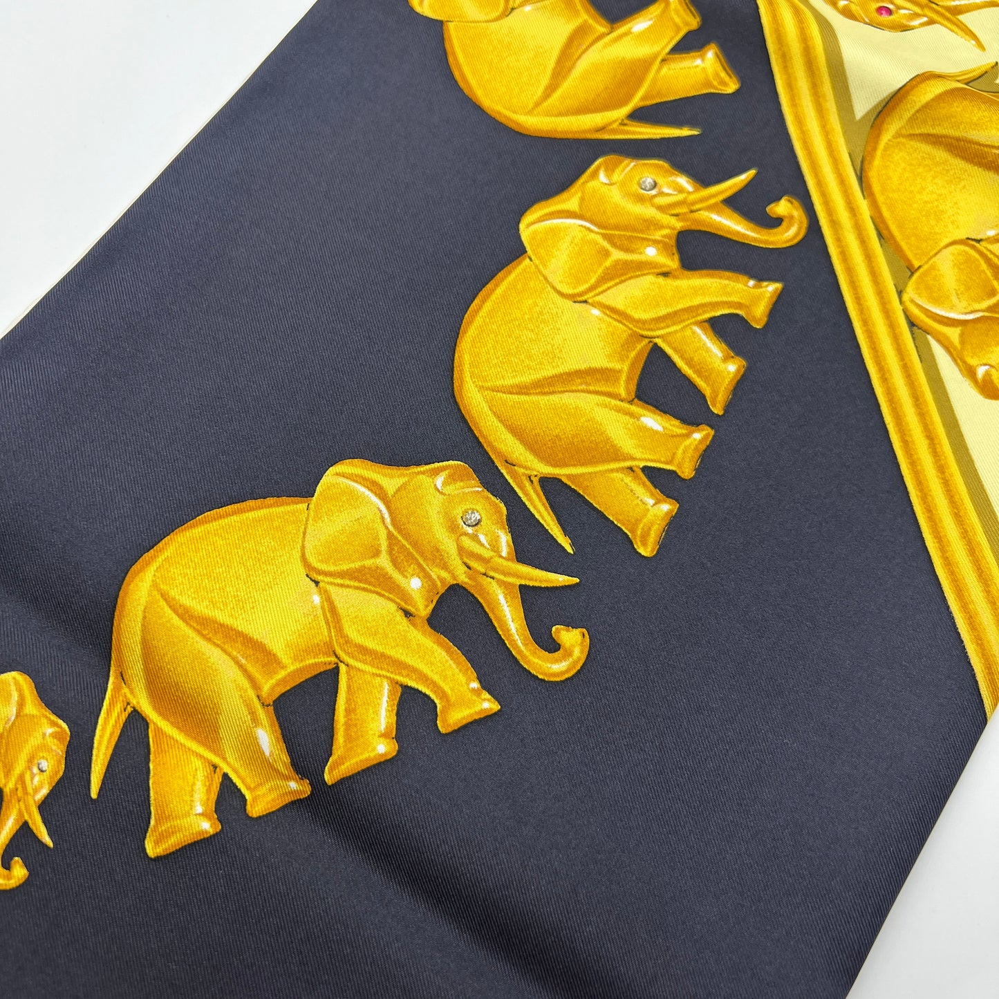 Cartier Vintage Elephant With Jewelry Pattern Silk Scarf