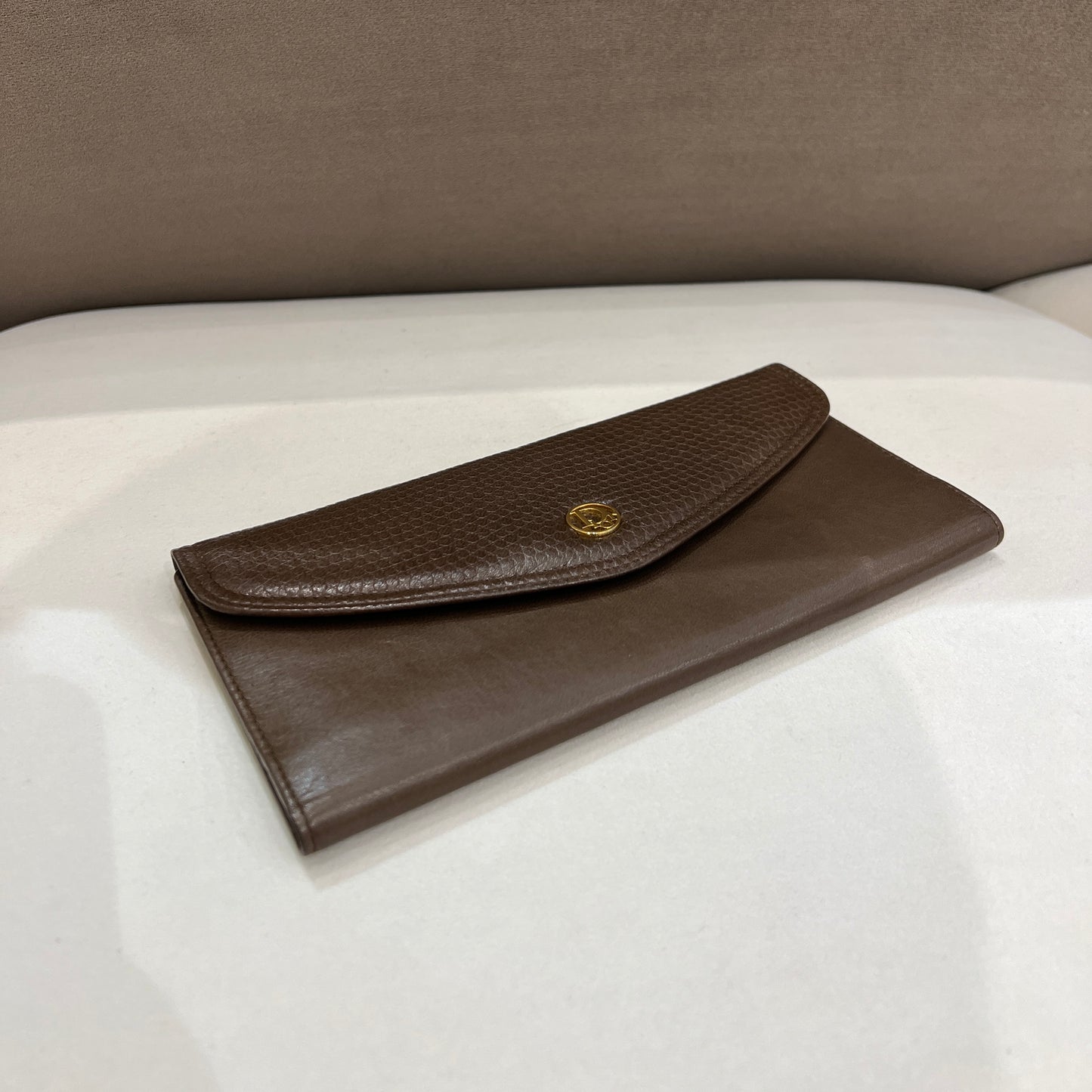 Christian Dior Vintage Brown Color Bi-Fold Long Wallet