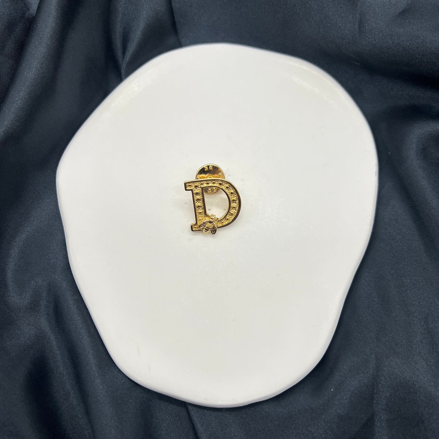 Christian Dior Vintage Golden D Logo With Bee Brooch