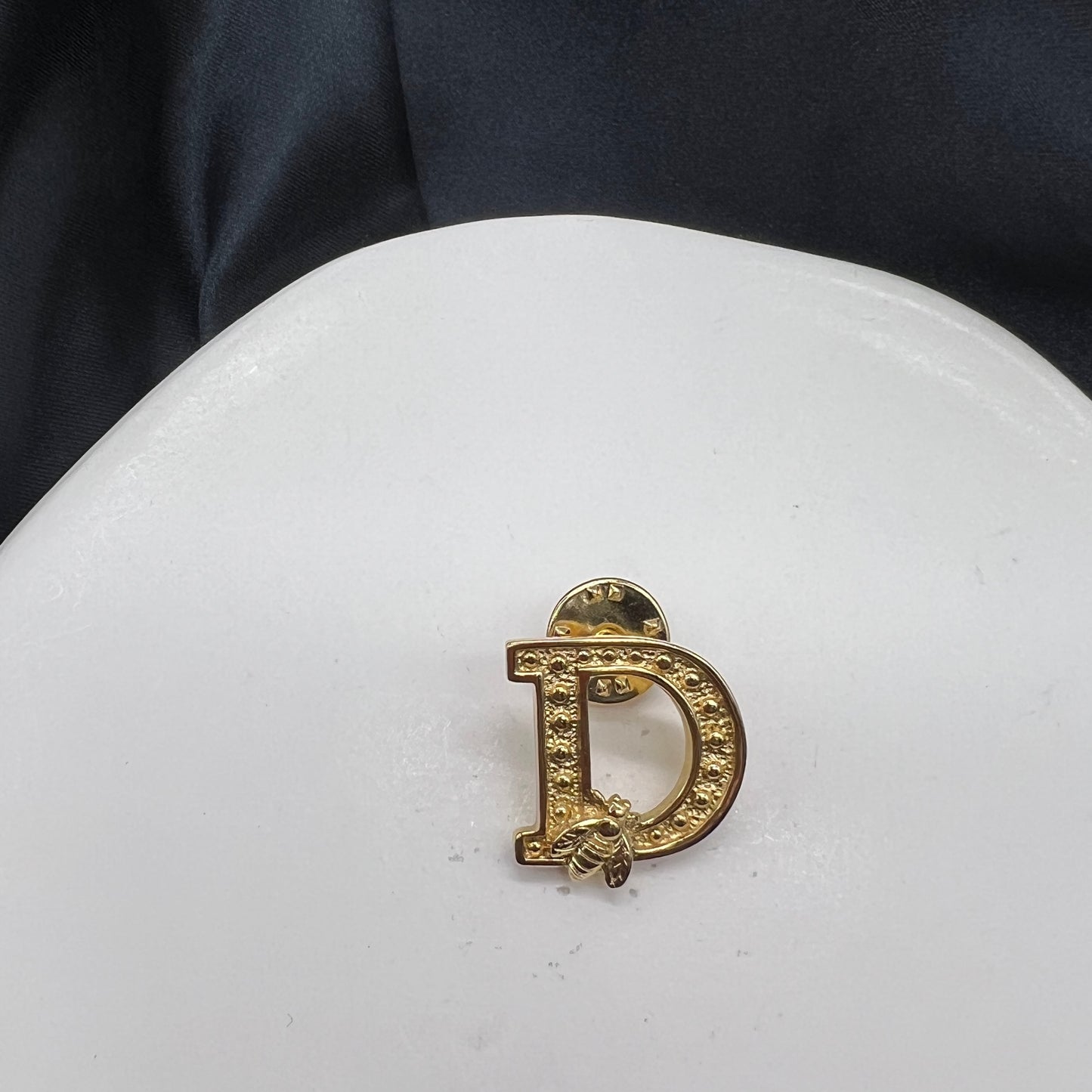 Christian Dior Vintage Golden D Logo With Bee Brooch