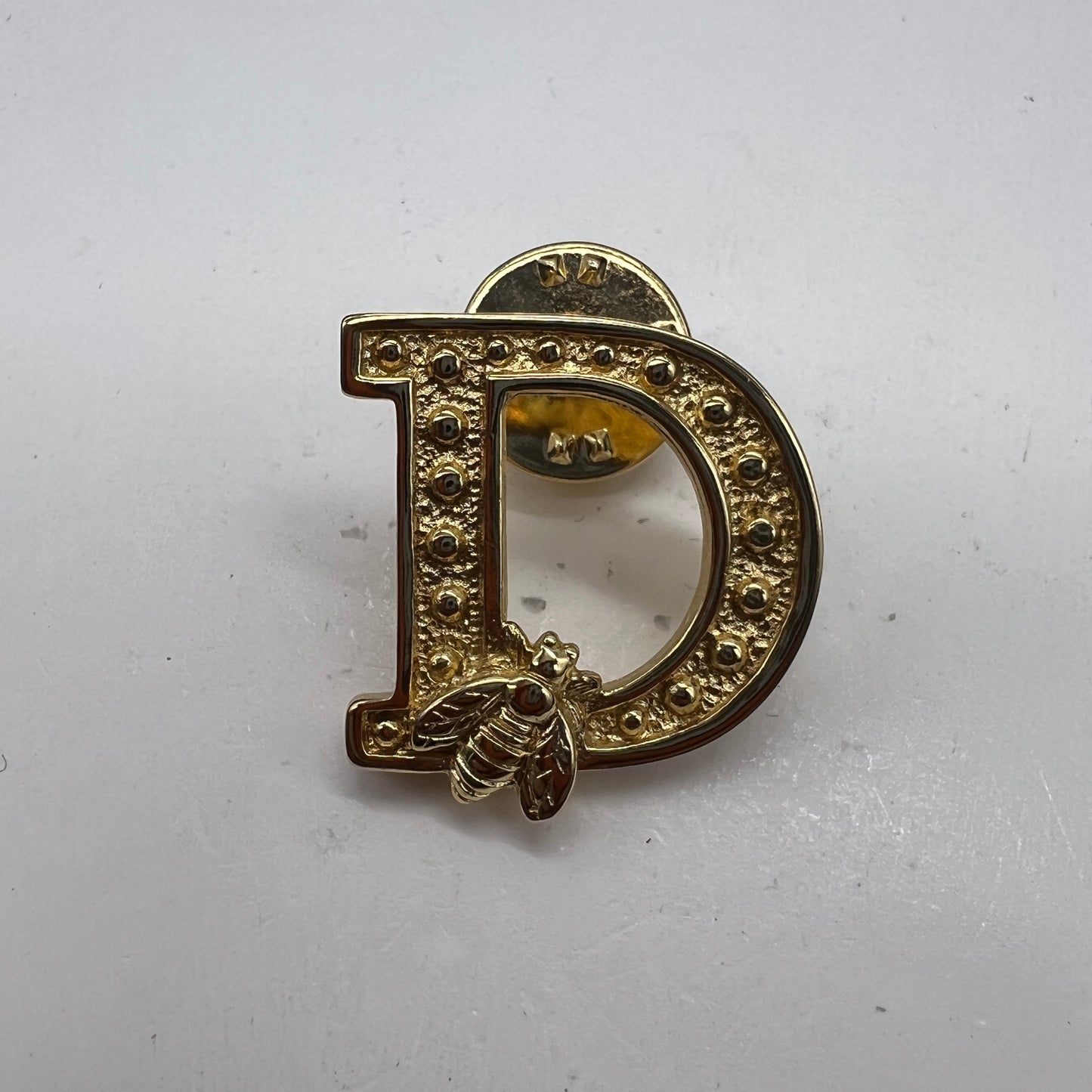 Christian Dior Vintage Golden D Logo With Bee Brooch