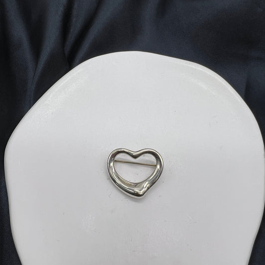 Tiffany Vintage Open Heart 925 Silver Brooch