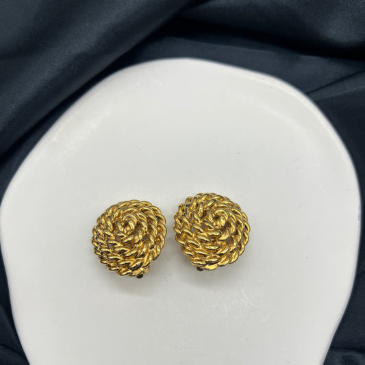 Yves Saint Laurent Vintage Stylish Golden Clip-On Earrings