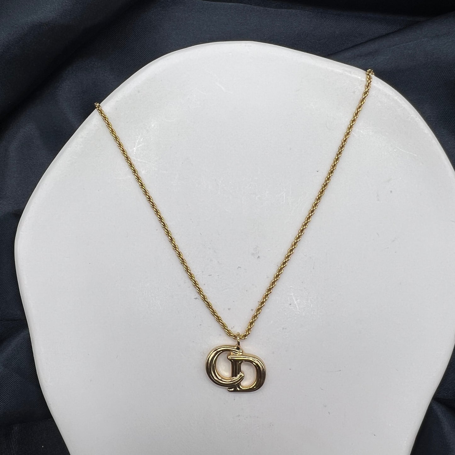 Christian Dior Vintage CD Logo Golden Necklace