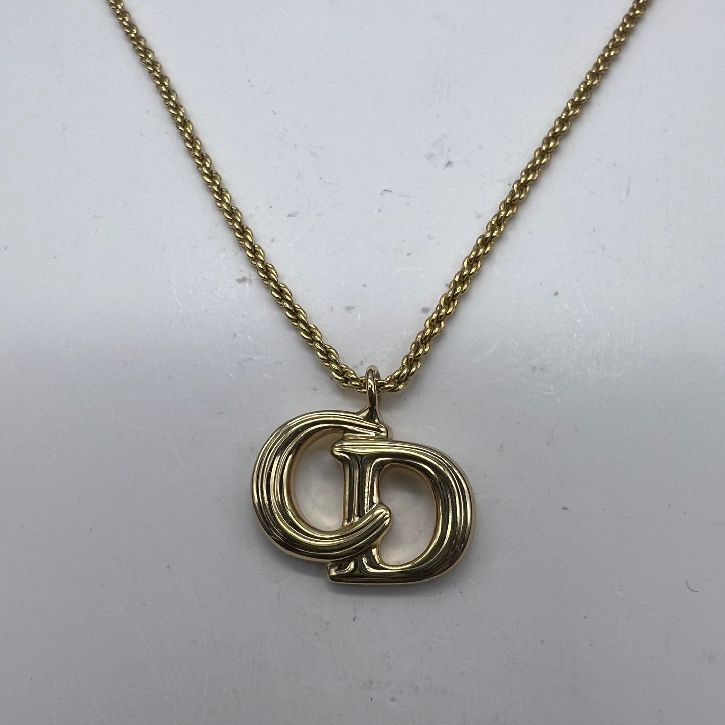 Christian Dior Vintage CD Logo Golden Necklace