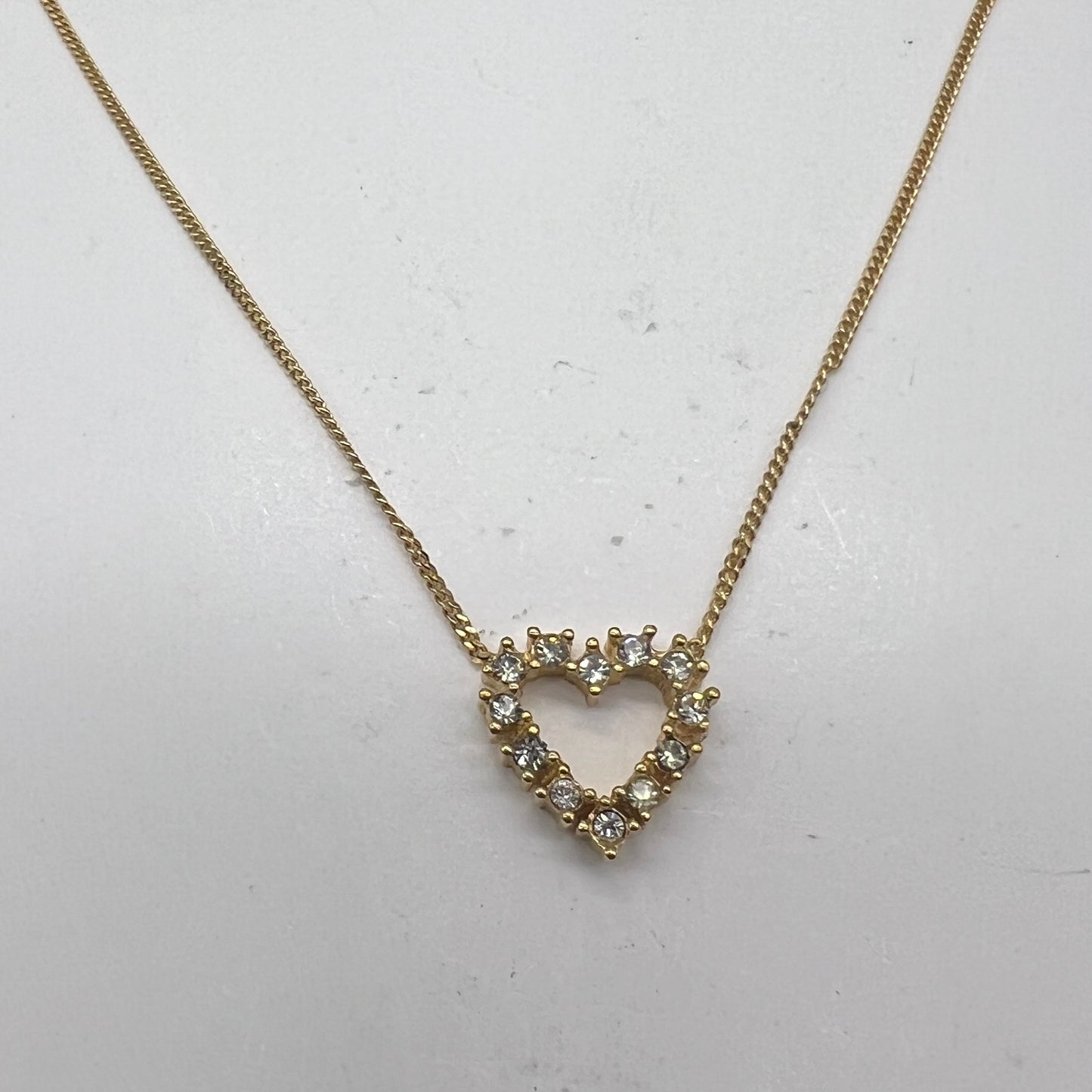 Christian Dior Vintage Heart Shape With Rhinestone Golden Necklace