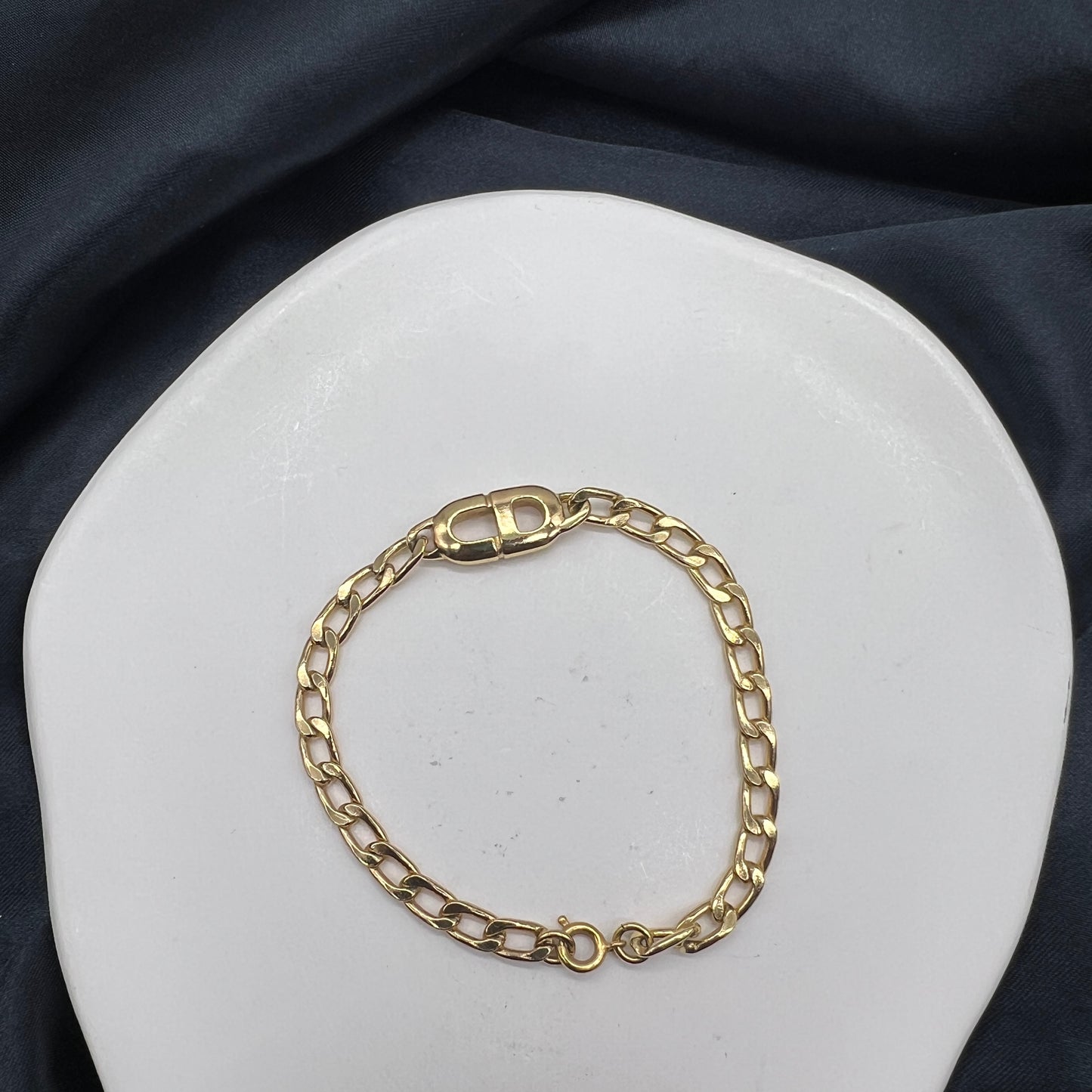 Christian Dior Vintage CD Logo Golden Bracelet