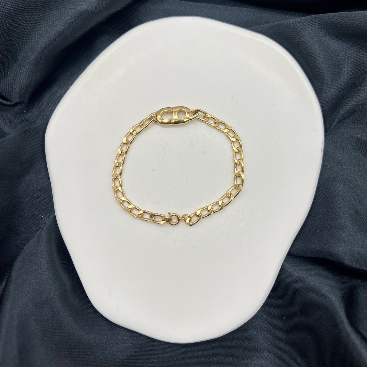 Christian Dior Vintage CD Logo Golden Bracelet