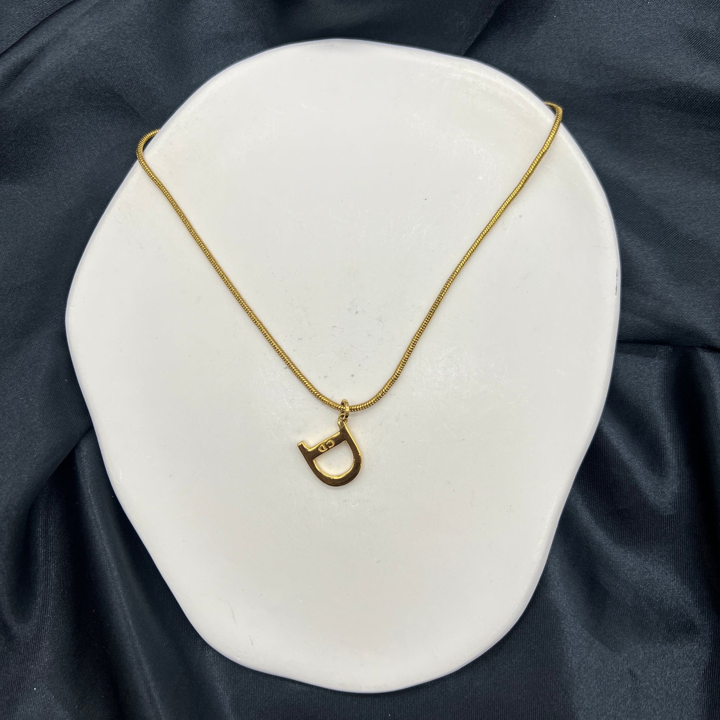 Christian Dior Vintage D Logo Golden necklace