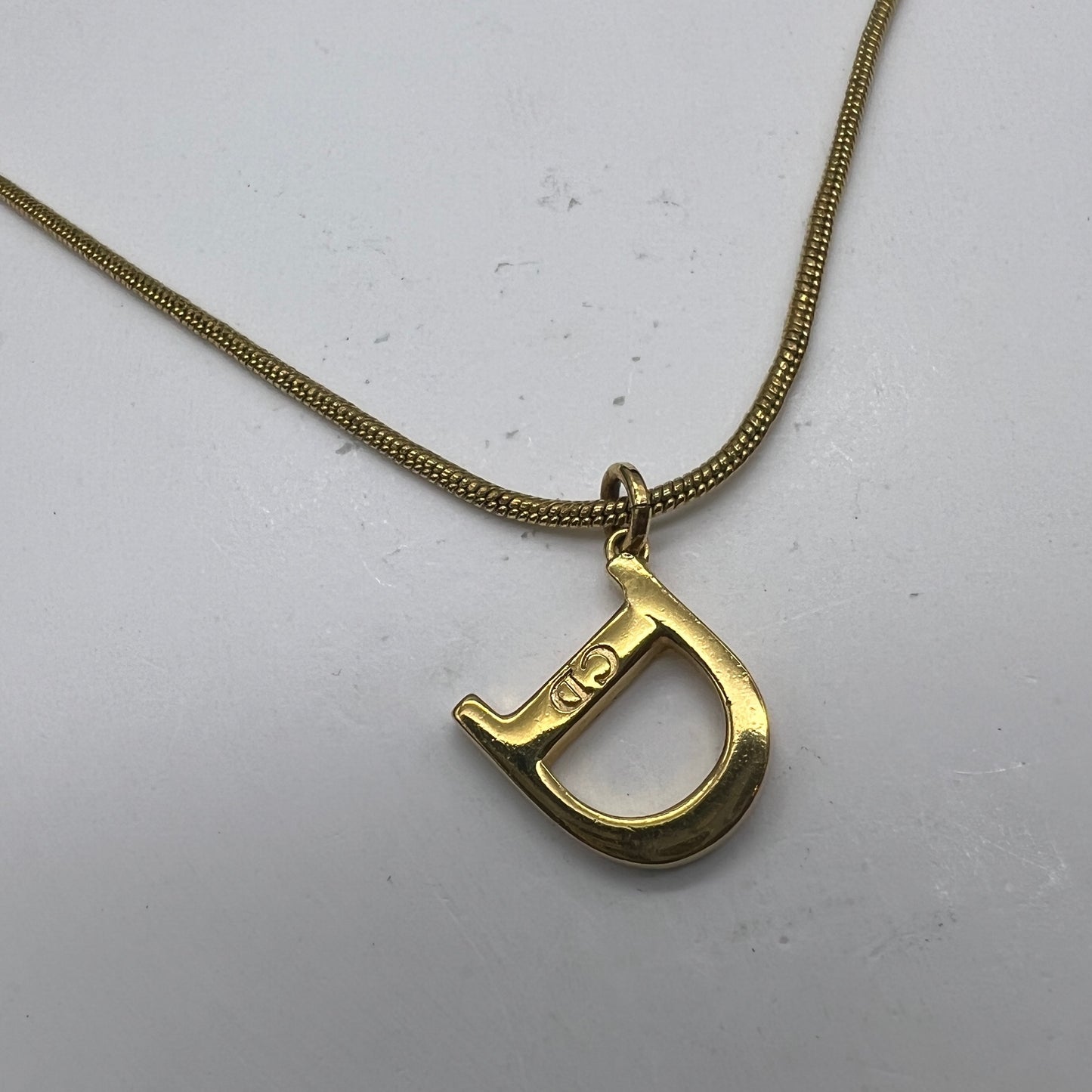 Christian Dior Vintage D Logo Golden necklace