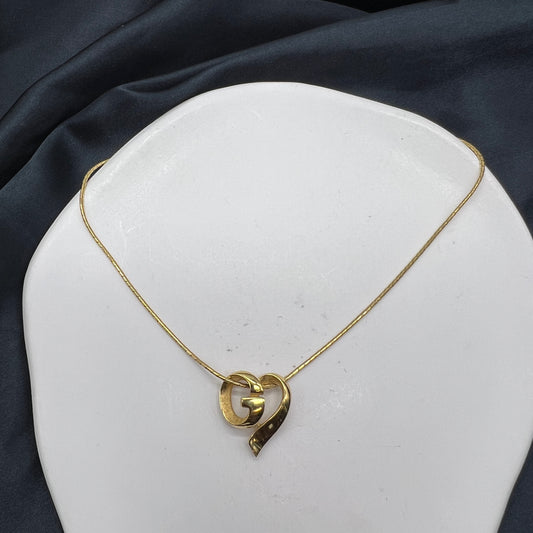 Givenchy Vintage Heart Shape Golden G Logo Necklace