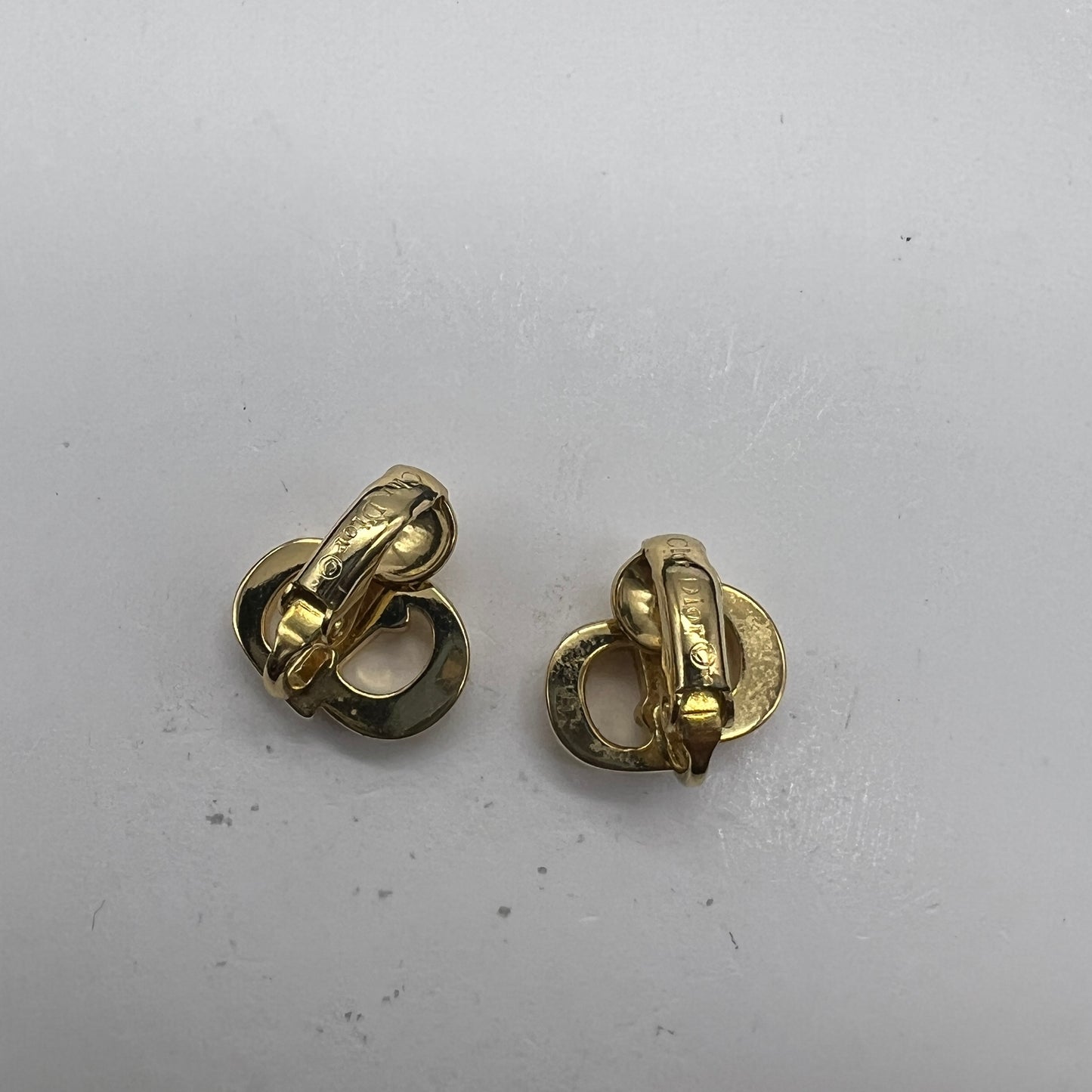 Christian Dior Vintage CD Logo Golden Clip-On Earrings