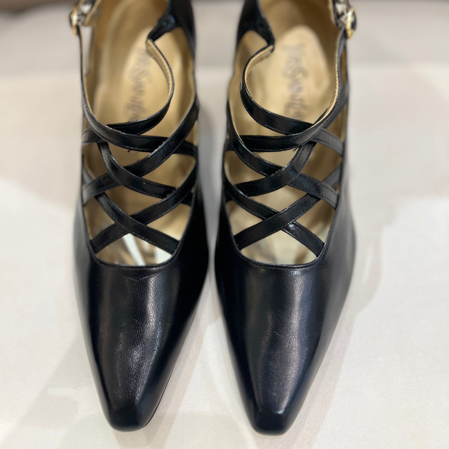 Yves Saint Laurent Vintage Unused Black Leather Low Heels