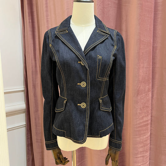 Louis Vuitton Vintage Short Denim Jacket In Deep Blue Color