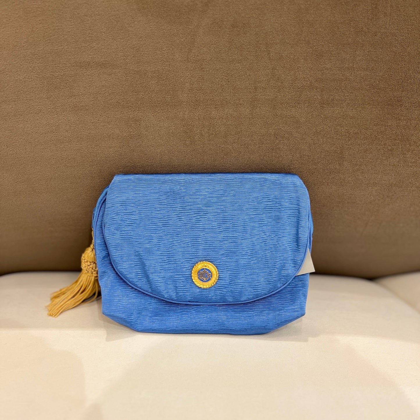 Christian Dior Vintage Unused Blue Color Pouch with Mirror with Tassels