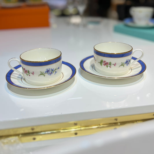 Tiffany Vintage Floral Cup & Saucer Set of 2