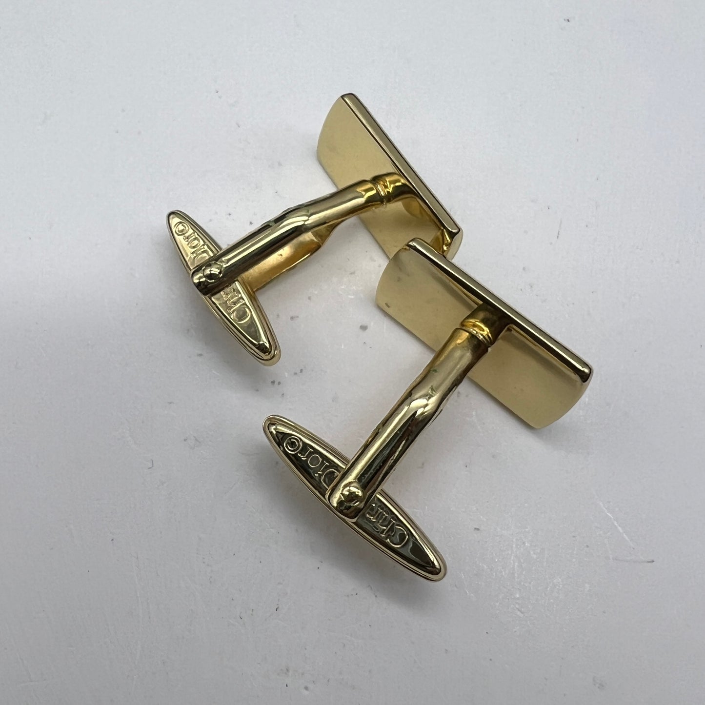 Christian Dior Vintage Classic Cd Logo Golden Cufflinks