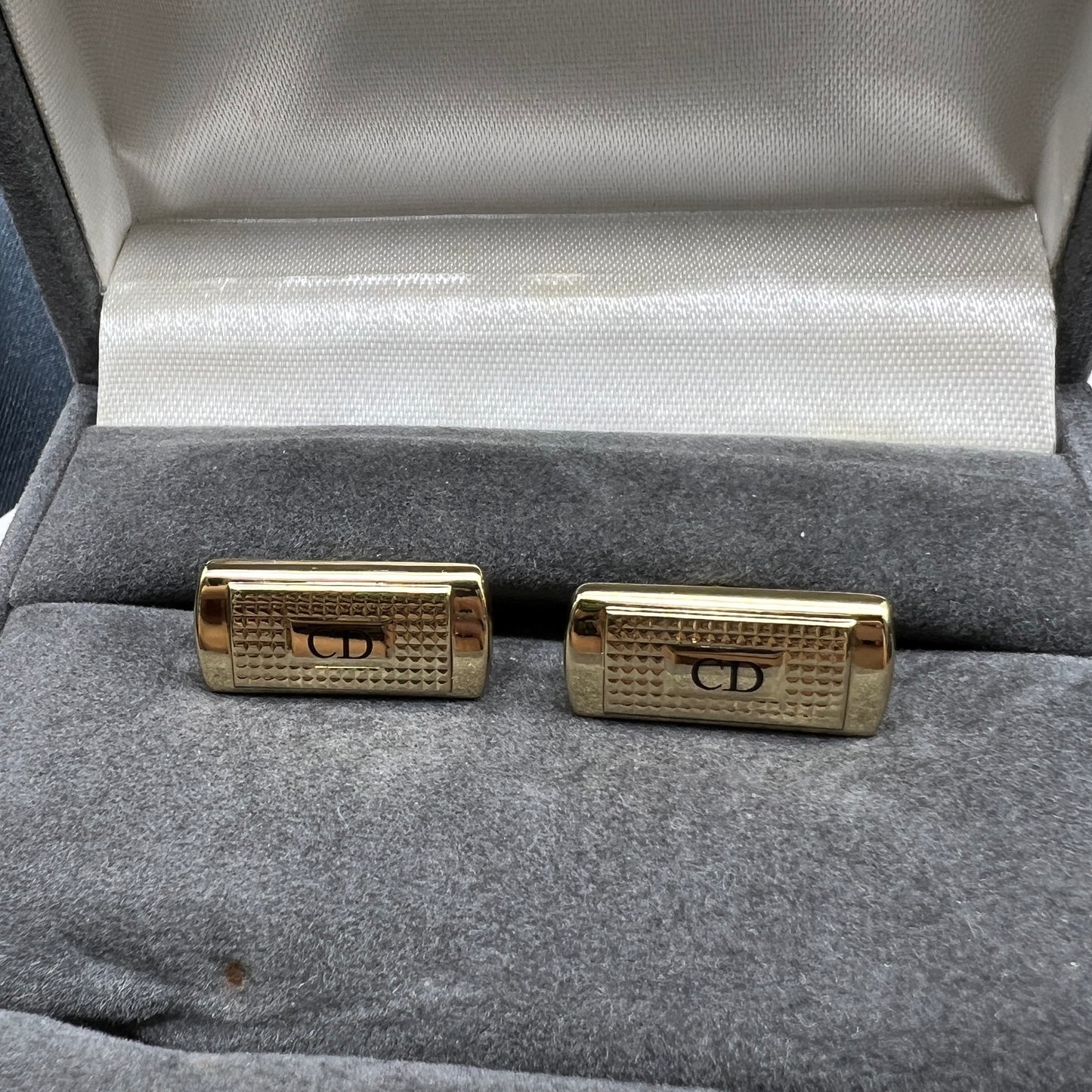 Christian Dior Vintage Classic Cd Logo Golden Cufflinks