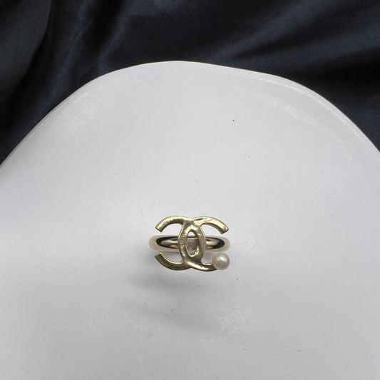 Chanel Vintage Golden Cc Logo with Pearl Ring #12